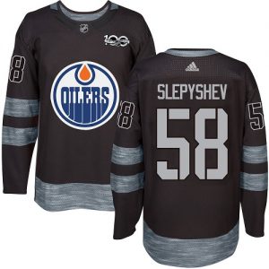 Pánské NHL Edmonton Oilers dresy 58 Anton Slepyshev Authentic Černá Adidas 1917 2017 100th Anniversary