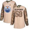Pánské NHL Edmonton Oilers dresy 58 Anton Slepyshev Authentic Camo Adidas Veterans Day Practice