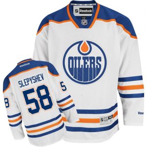 Pánské NHL Edmonton Oilers dresy 58 Anton Slepyshev Authentic Bílý Reebok Venkovní hokejové dresy