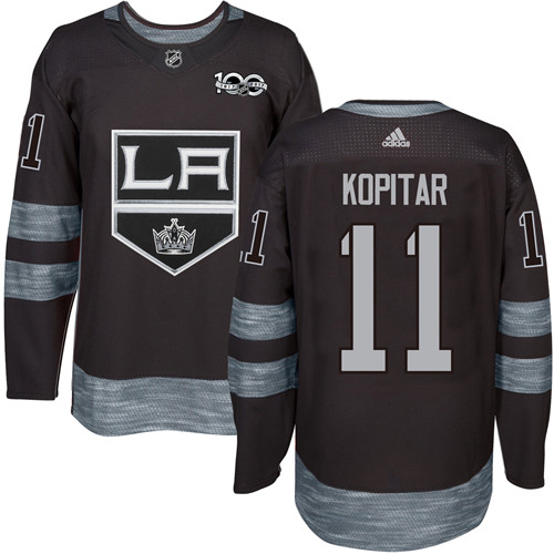 Pánské NHL Los Angeles Kings dresy 11 Anze Kopitar Authentic Černá Adidas 1917 2017 100th Anniversary