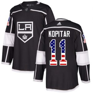 Pánské NHL Los Angeles Kings dresy 11 Anze Kopitar Authentic Černá Adidas USA Flag Fashion
