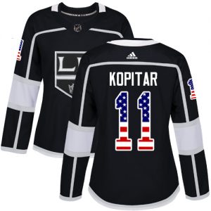 Dámské NHL Los Angeles Kings dresy 11 Anze Kopitar Authentic Černá Adidas USA Flag Fashion