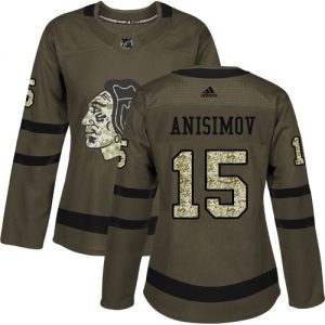 Dámské NHL Chicago Blackhawks dresy 15 Artem Anisimov Authentic Zelená Adidas Salute to Service