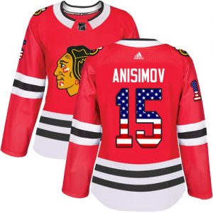 Dámské NHL Chicago Blackhawks dresy 15 Artem Anisimov Authentic Červené Adidas USA Flag Fashion