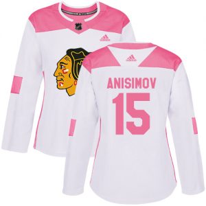 Dámské NHL Chicago Blackhawks dresy 15 Artem Anisimov Authentic Bílý Růžový Adidas Fashion