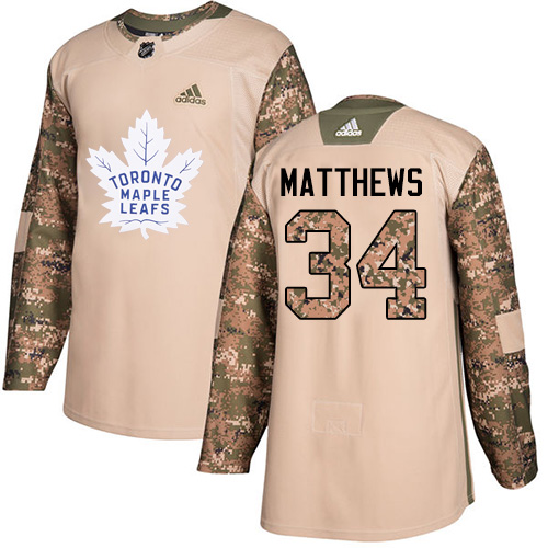 Pánské NHL Toronto Maple Leafs dresy 34 Auston Matthews Authentic Camo Adidas Veterans Day Practice