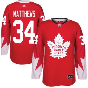 Pánské NHL Toronto Maple Leafs dresy 34 Auston Matthews Authentic Červené Adidas Alternate