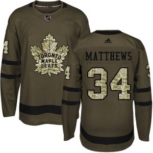 Dětské NHL Toronto Maple Leafs dresy 34 Auston Matthews Authentic Zelená Adidas Salute to Service