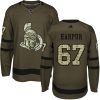 Pánské NHL Ottawa Senators dresy 67 Ben Harpur Authentic Zelená Adidas Salute to Service