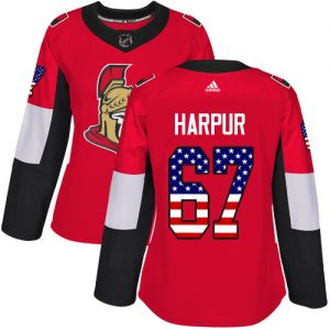Dámské NHL Ottawa Senators dresy 67 Ben Harpur Authentic Červené Adidas USA Flag Fashion