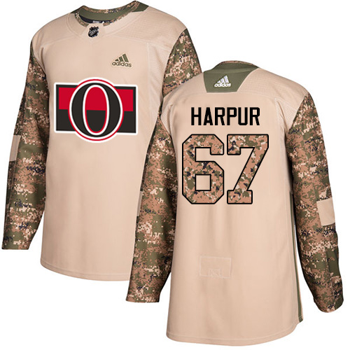 Dětské NHL Ottawa Senators dresy 67 Ben Harpur Authentic Camo Adidas Veterans Day Practice