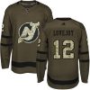 Pánské NHL New Jersey Devils dresy 12 Ben Lovejoy Authentic Zelená Adidas Salute to Service 1
