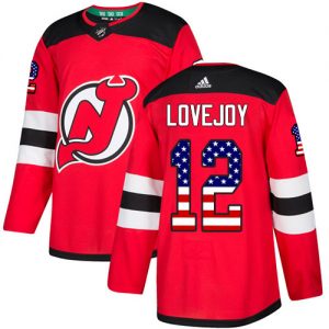 Pánské NHL New Jersey Devils dresy 12 Ben Lovejoy Authentic Červené Adidas USA Flag Fashion 1