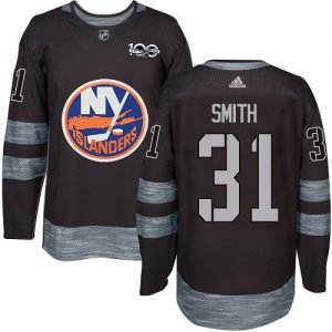 Pánské NHL New York Islanders dresy 31 Billy Smith Authentic Černá Adidas 1917 2017 100th Anniversary