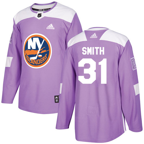 Pánské NHL New York Islanders dresy 31 Billy Smith Authentic Nachový Adidas Fights Cancer Practice