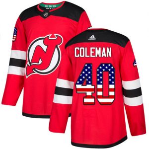 Pánské NHL New Jersey Devils dresy 40 Blake Coleman Authentic Červené Adidas USA Flag Fashion 1