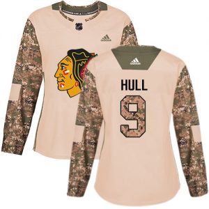 Dámské NHL Chicago Blackhawks dresy 9 Bobby Hull Authentic Camo Adidas Veterans Day Practice