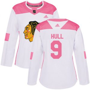 Dámské NHL Chicago Blackhawks dresy 9 Bobby Hull Authentic Bílý Růžový Adidas Fashion