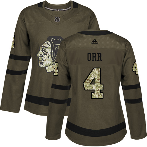 Dámské NHL Chicago Blackhawks dresy Bobby Orr 4 Authentic Zelená Adidas Salute to Service