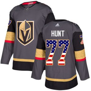Pánské NHL Vegas Golden Knights dresy 77 Brad Hunt Authentic Šedá Adidas USA Flag Fashion