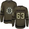 Pánské NHL Boston Bruins dresy Brad Marchand 63 Authentic Zelená Adidas Salute to Service