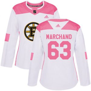 Dámské NHL Boston Bruins dresy Brad Marchand 63 Authentic Bílý Růžový Adidas Fashion