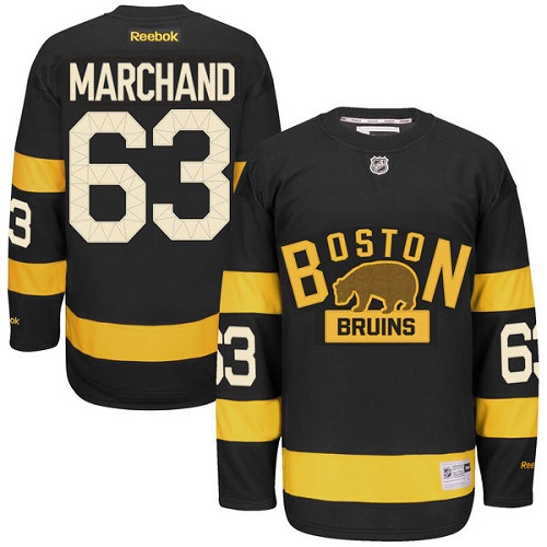 Dětské NHL Boston Bruins dresy Brad Marchand 63 Authentic Černá Reebok Winter Classic hokejové dresy