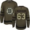 Dětské NHL Boston Bruins dresy Brad Marchand 63 Authentic Zelená Adidas Salute to Service