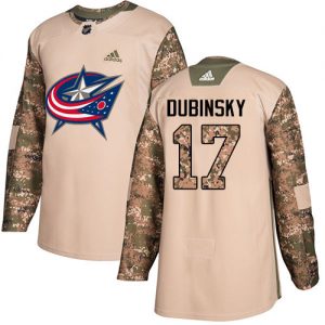 Pánské NHL Columbus Blue Jackets dresy 17 Brandon Dubinsky Authentic Camo Adidas Veterans Day Practice