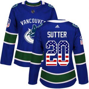 Dámské NHL Vancouver Canucks dresy 20 Brandon Sutter Authentic modrá Adidas USA Flag Fashion