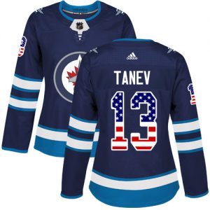 Dámské NHL Winnipeg Jets dresy 13 Brandon Tanev Authentic Námořnická modrá Adidas USA Flag Fashion