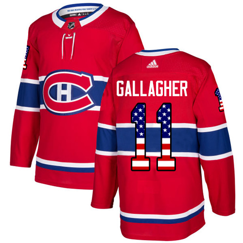 Pánské NHL Montreal Canadiens dresy 11 Brendan Gallagher Authentic Červené Adidas USA Flag Fashion