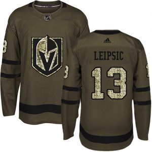 Pánské NHL Vegas Golden Knights dresy 13 Brendan Leipsic Authentic Zelená Adidas Salute to Service