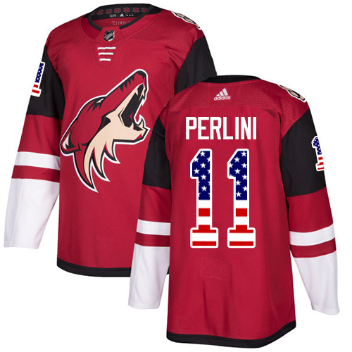 Pánské NHL Arizona Coyotes dresy Brendan Perlini 11 Authentic Červené Adidas USA Flag Fashion
