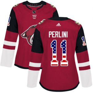 Dámské NHL Arizona Coyotes dresy Brendan Perlini 11 Authentic Červené Adidas USA Flag Fashion