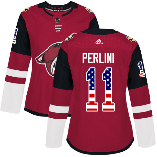 Dámské NHL Arizona Coyotes dresy Brendan Perlini 11 Authentic Červené Adidas USA Flag Fashion