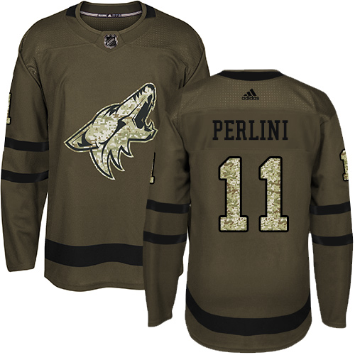 Dětské NHL Arizona Coyotes dresy Brendan Perlini 11 Authentic Zelená Adidas Salute to Service