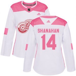 Dámské NHL Detroit Red Wings dresy 14 Brendan Shanahan Authentic Bílý Růžový Adidas Fashion