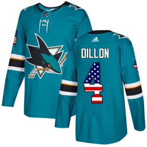 Pánské NHL San Jose Sharks dresy 4 Brenden Dillon Authentic Teal Zelená Adidas USA Flag Fashion