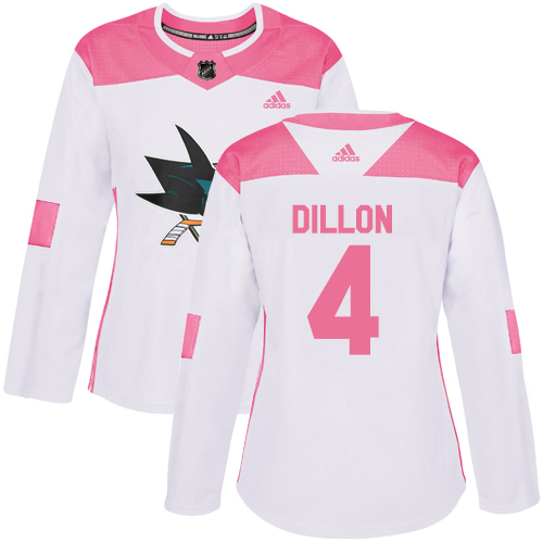 Dámské NHL San Jose Sharks dresy 4 Brenden Dillon Authentic Bílý Růžový Adidas Fashion