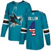 Dětské NHL San Jose Sharks dresy 4 Brenden Dillon Authentic Teal Zelená Adidas USA Flag Fashion