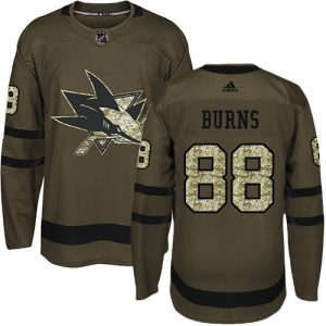 Pánské NHL San Jose Sharks dresy 88 Brent Burns Authentic Zelená Adidas Salute to Service