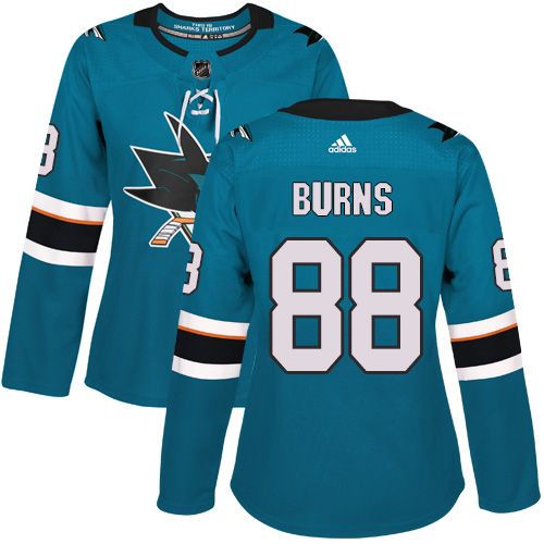 Dámské NHL San Jose Sharks dresy 88 Brent Burns Authentic Teal Zelená Adidas Domácí
