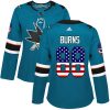 Dámské NHL San Jose Sharks dresy 88 Brent Burns Authentic Teal Zelená Adidas USA Flag Fashion
