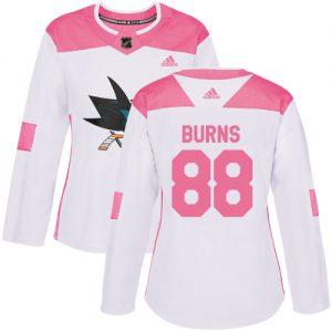 Dámské NHL San Jose Sharks dresy 88 Brent Burns Authentic Bílý Růžový Adidas Fashion