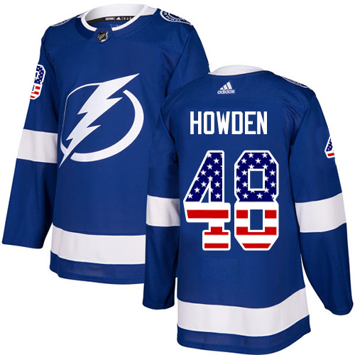 Pánské NHL Tampa Bay Lightning dresy 48 Brett Howden Authentic modrá Adidas USA Flag Fashion