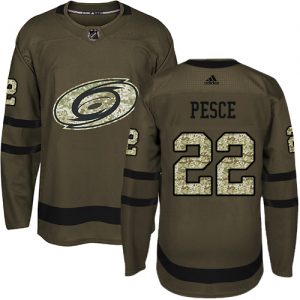 Pánské NHL Carolina Hurricanes dresy 22 Brett Pesce Authentic Zelená Adidas Salute to Service