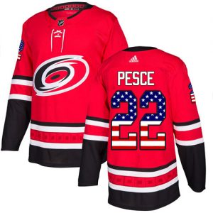 Pánské NHL Carolina Hurricanes dresy 22 Brett Pesce Authentic Červené Adidas USA Flag Fashion