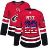 Dámské NHL Carolina Hurricanes dresy 22 Brett Pesce Authentic Červené Adidas USA Flag Fashion