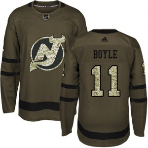 Pánské NHL New Jersey Devils dresy 11 Brian Boyle Authentic Zelená Adidas Salute to Service 1